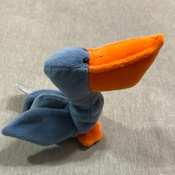 Ty Beanie Baby 1996Scoop Pelican with Orange Beak and Gray Body - Picture 3 of 8